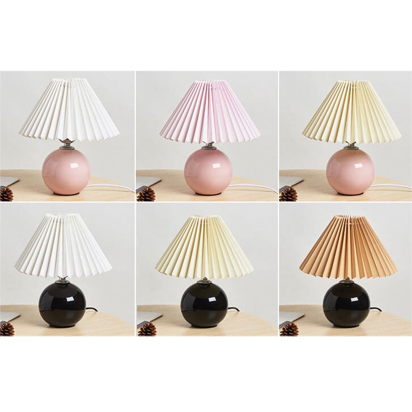 Vivolux | Nordische minimalistische 1-flammige Tischlampe aus Keramik mit Plissee