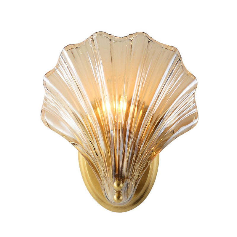 Vivolux | 1 Glühbirne Wandmontage Licht Traditionalist Schlafzimmer LED Wand Sconces Beleuchtung mit Muschel klarem Glas Schirm