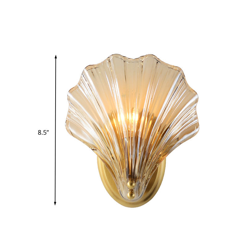 Vivolux | 1 Glühbirne Wandmontage Licht Traditionalist Schlafzimmer LED Wand Sconces Beleuchtung mit Muschel klarem Glas Schirm