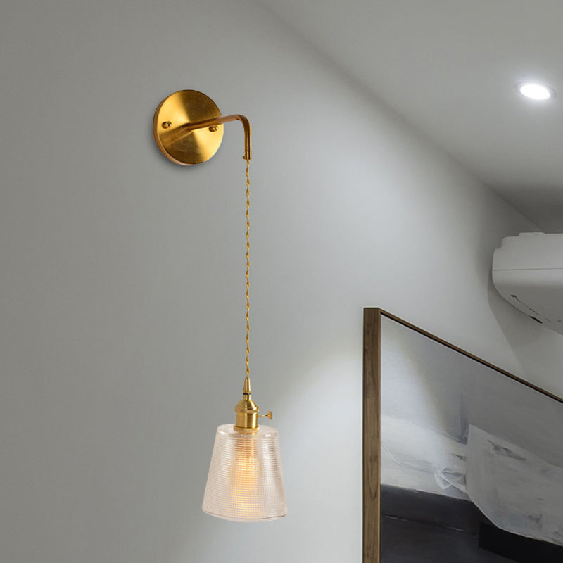 Vivolux | Prismatisch Glas Gouden Wandlamp Cilinder/Vat/Bloem Enkelvoudige Gloeilamp Traditionalisme LED Wandmontage Lichtarmatuur