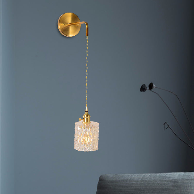 Vivolux | Prismatisch Glas Gouden Wandlamp Cilinder/Vat/Bloem Enkelvoudige Gloeilamp Traditionalisme LED Wandmontage Lichtarmatuur