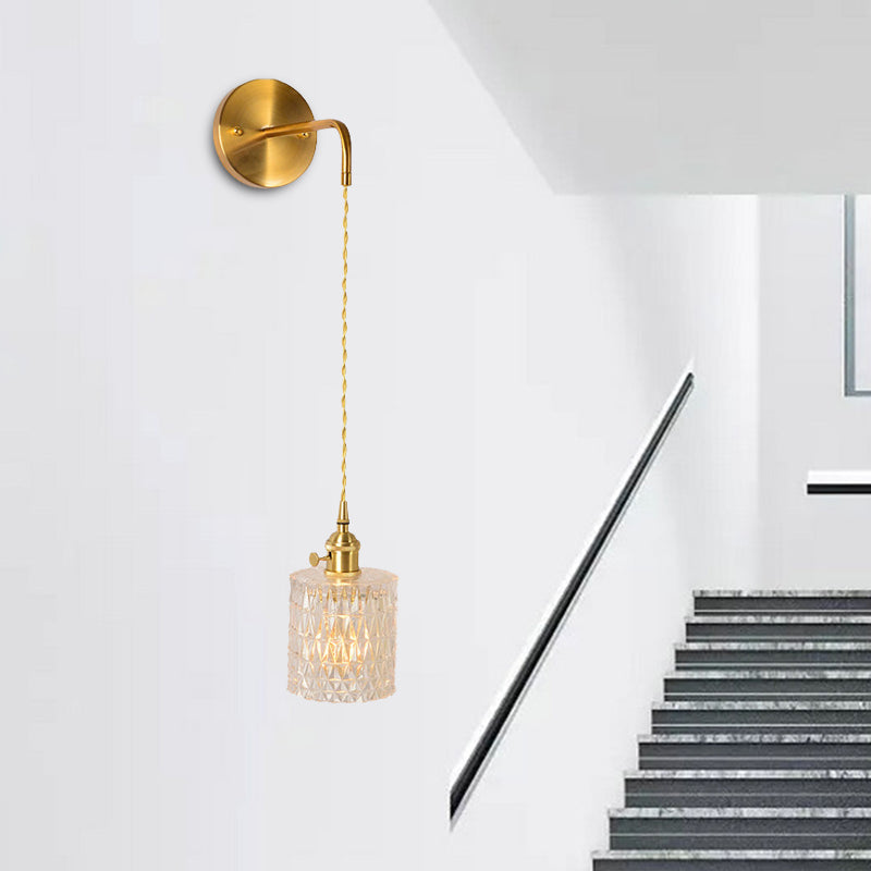 Vivolux | Prismatisch Glas Gouden Wandlamp Cilinder/Vat/Bloem Enkelvoudige Gloeilamp Traditionalisme LED Wandmontage Lichtarmatuur