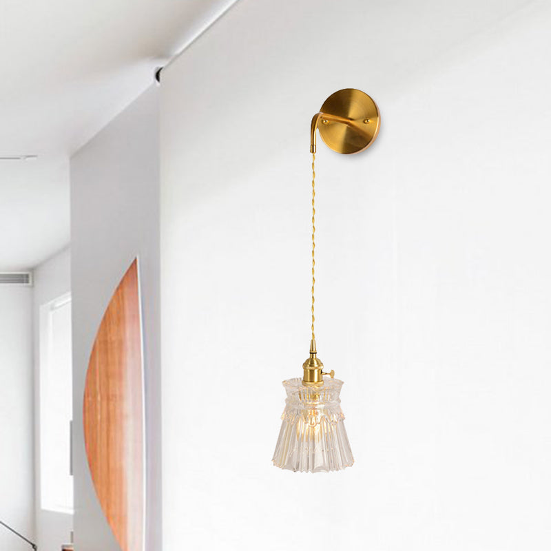 Vivolux | Prismatisch Glas Gouden Wandlamp Cilinder/Vat/Bloem Enkelvoudige Gloeilamp Traditionalisme LED Wandmontage Lichtarmatuur