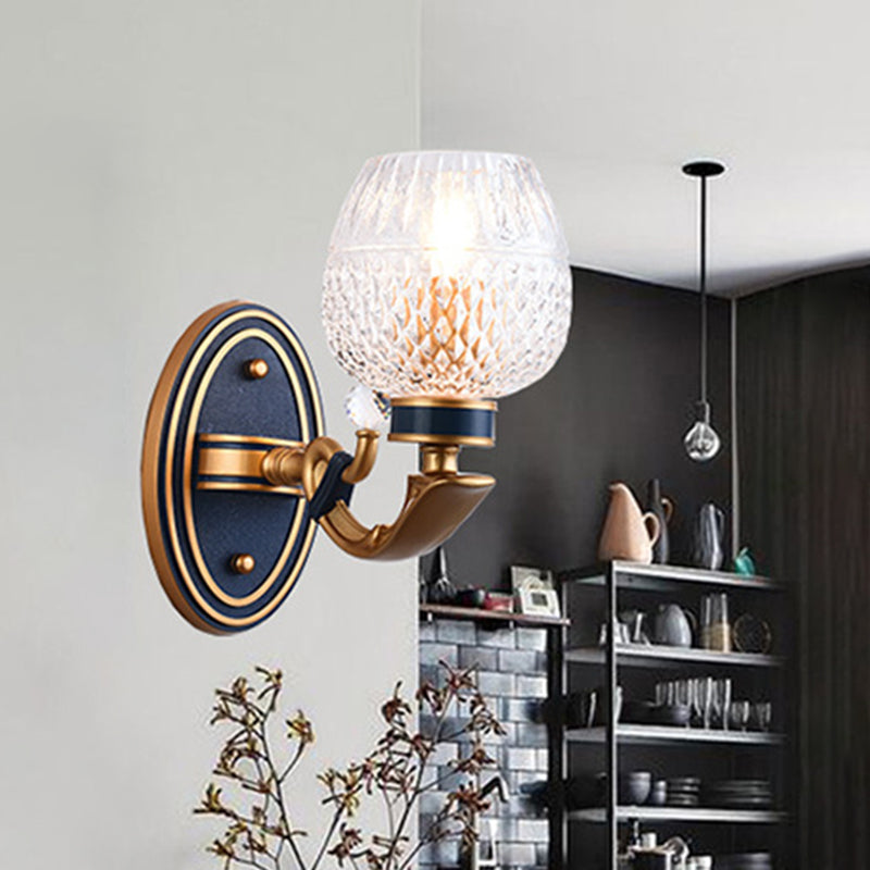 Vivolux | Traditionalist Bowl Wandbeleuchtung 1/2 Glühbirnen Gitterglas LED Wandmontierte Lampe in Messing für das Schlafzimmer