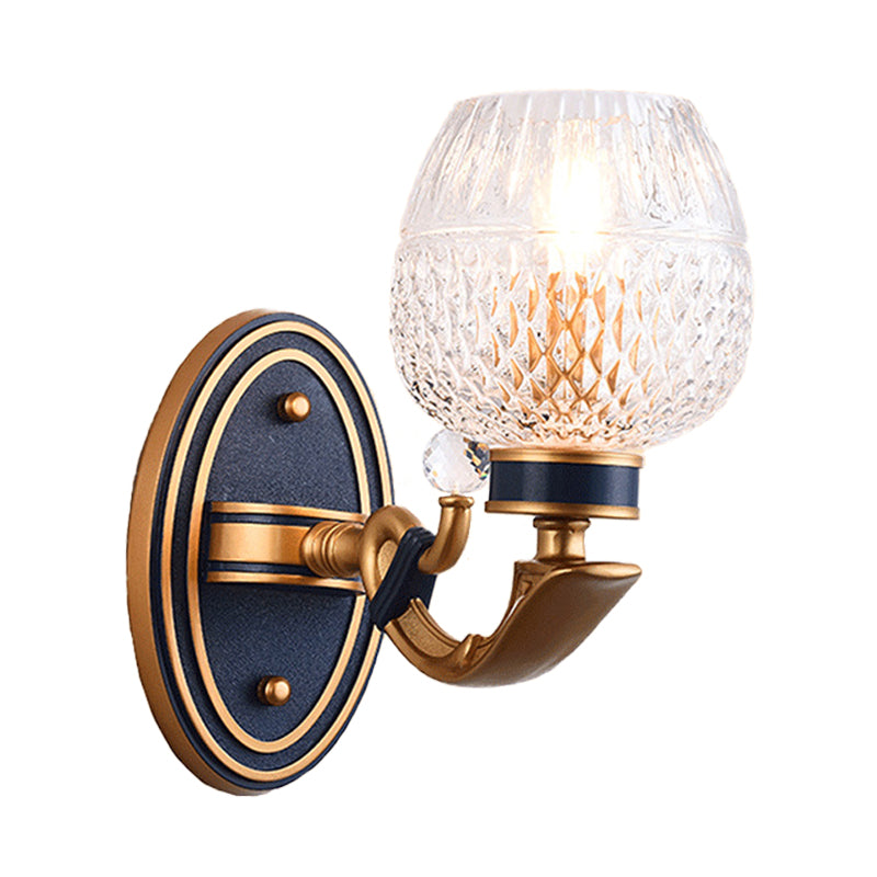 Vivolux | Traditionalist Bowl Wandbeleuchtung 1/2 Glühbirnen Gitterglas LED Wandmontierte Lampe in Messing für das Schlafzimmer