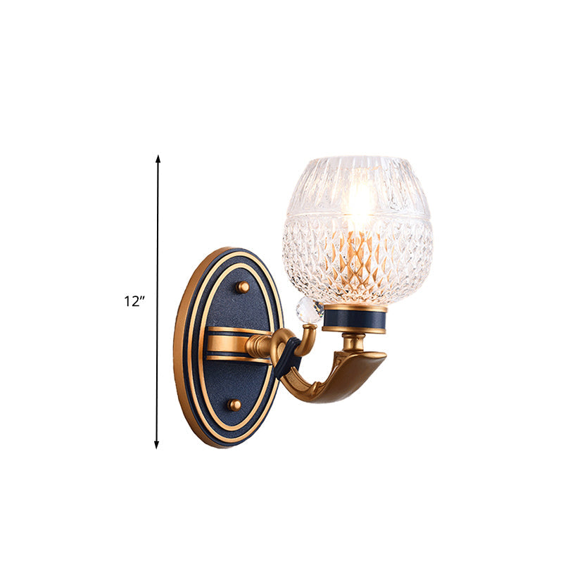 Vivolux | Traditionalist Bowl Wandbeleuchtung 1/2 Glühbirnen Gitterglas LED Wandmontierte Lampe in Messing für das Schlafzimmer