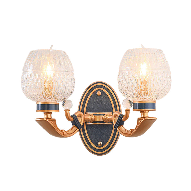 Vivolux | Traditionalist Bowl Wandbeleuchtung 1/2 Glühbirnen Gitterglas LED Wandmontierte Lampe in Messing für das Schlafzimmer