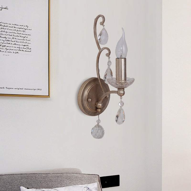 Vivolux | Roest/Verouderd Zilver 1/2 Lichten Wandlamp Lichtarmatuur Traditionele Kristallen Kaarsenstandaard Wandlamp voor Woonkamer