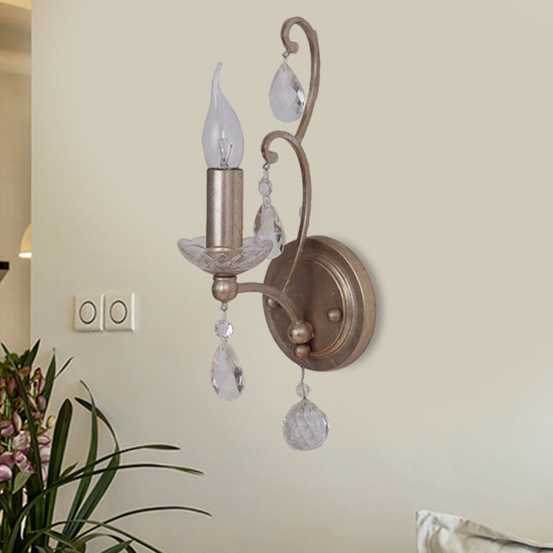 Vivolux | Roest/Verouderd Zilver 1/2 Lichten Wandlamp Lichtarmatuur Traditionele Kristallen Kaarsenstandaard Wandlamp voor Woonkamer