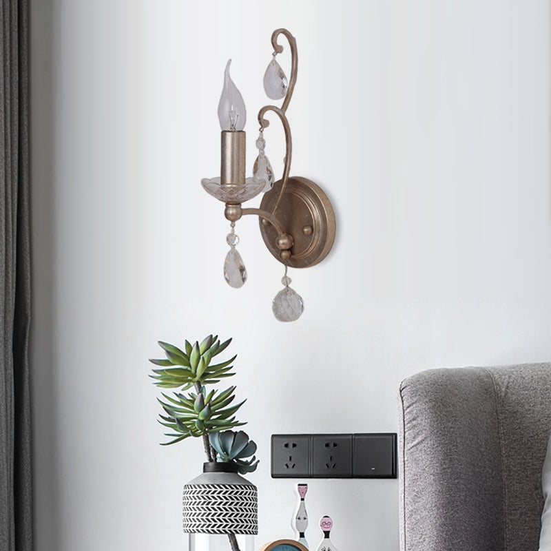 Vivolux | Roest/Verouderd Zilver 1/2 Lichten Wandlamp Lichtarmatuur Traditionele Kristallen Kaarsenstandaard Wandlamp voor Woonkamer