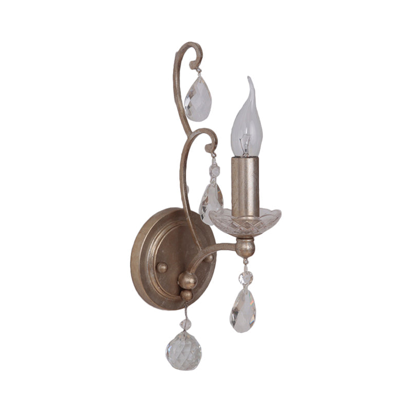 Vivolux | Roest/Verouderd Zilver 1/2 Lichten Wandlamp Lichtarmatuur Traditionele Kristallen Kaarsenstandaard Wandlamp voor Woonkamer