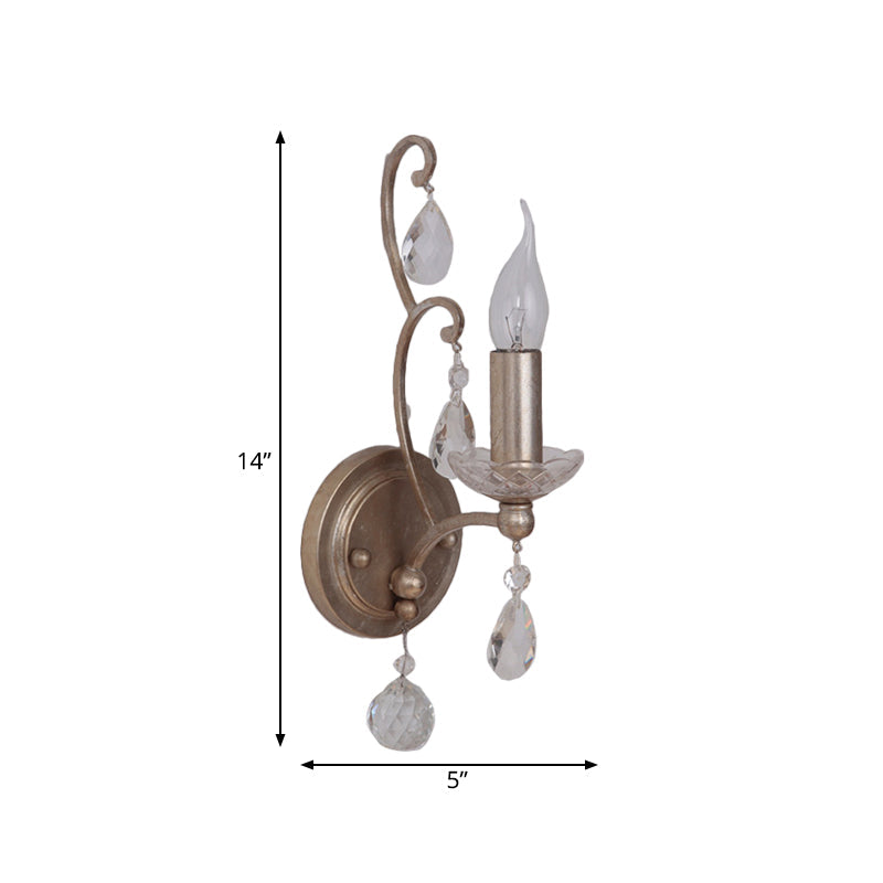 Vivolux | Roest/Verouderd Zilver 1/2 Lichten Wandlamp Lichtarmatuur Traditionele Kristallen Kaarsenstandaard Wandlamp voor Woonkamer