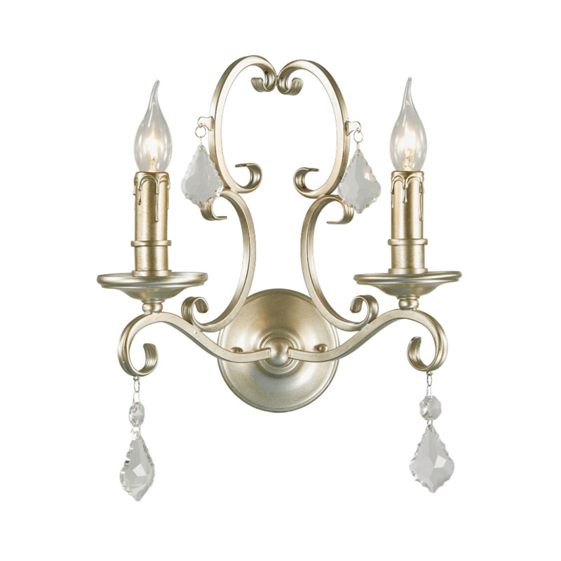 Vivolux | Roest/Verouderd Zilver 1/2 Lichten Wandlamp Lichtarmatuur Traditionele Kristallen Kaarsenstandaard Wandlamp voor Woonkamer