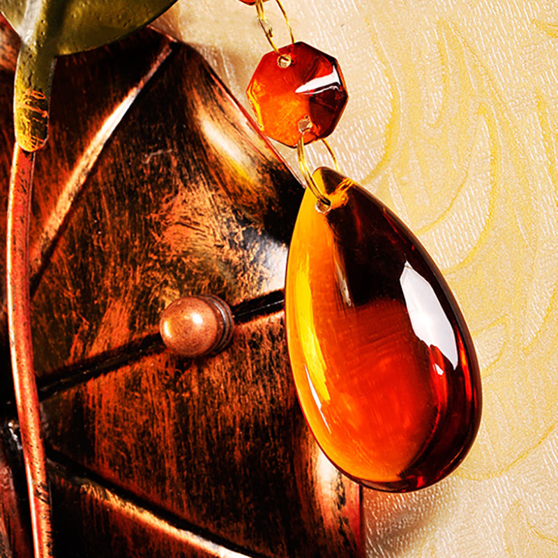 Vivolux | Traditionele Vaas Muurmontage Licht Geel Gebarsten Glas 1 Licht Badkamer Wandlamp Wandarmatuur met Oranje Kristal Deco