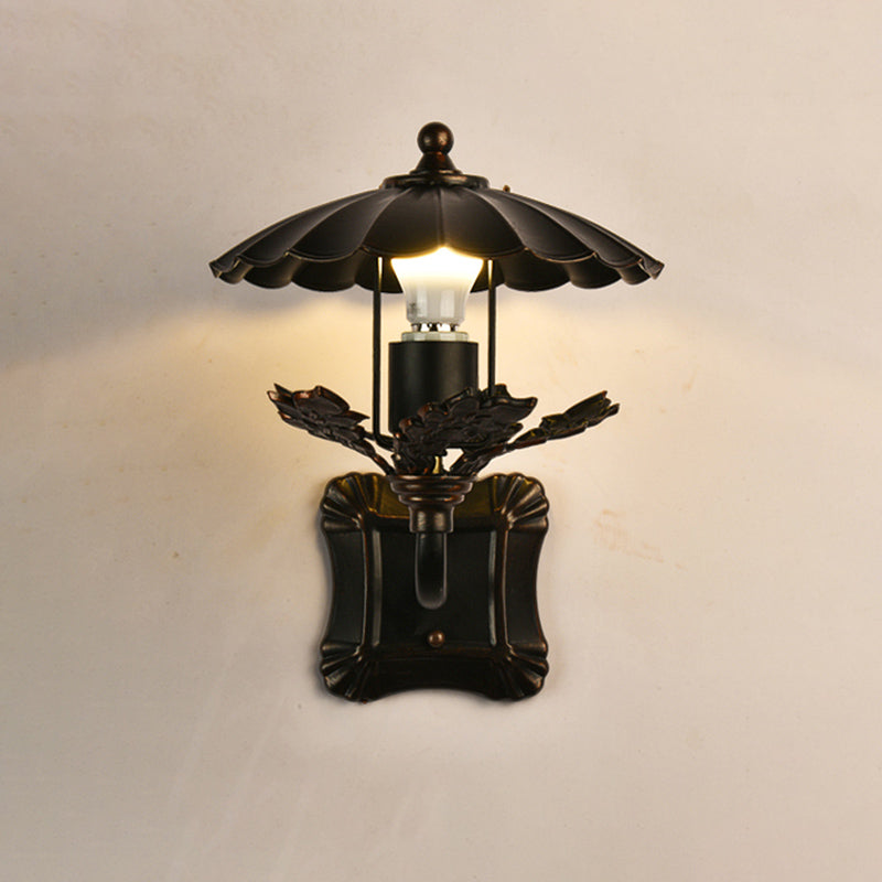 Vivolux | Schwarze gewellte Kanten Wandlampe im Landhausstil 1 Kopf Metall Wandleuchte für das Esszimmer
