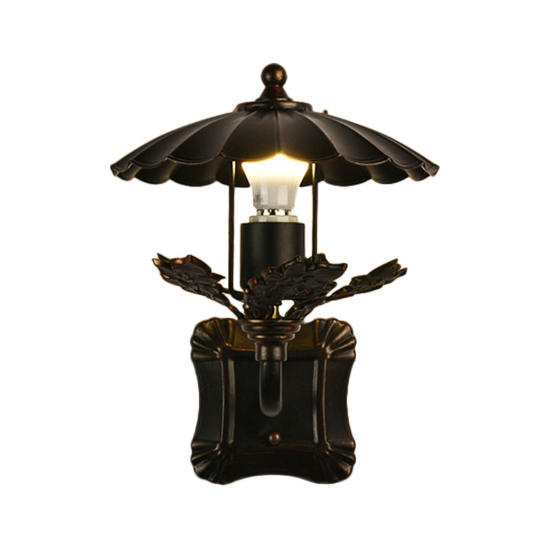 Vivolux | Schwarze gewellte Kanten Wandlampe im Landhausstil 1 Kopf Metall Wandleuchte für das Esszimmer