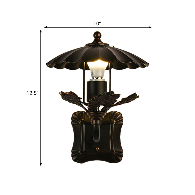 Vivolux | Schwarze gewellte Kanten Wandlampe im Landhausstil 1 Kopf Metall Wandleuchte für das Esszimmer