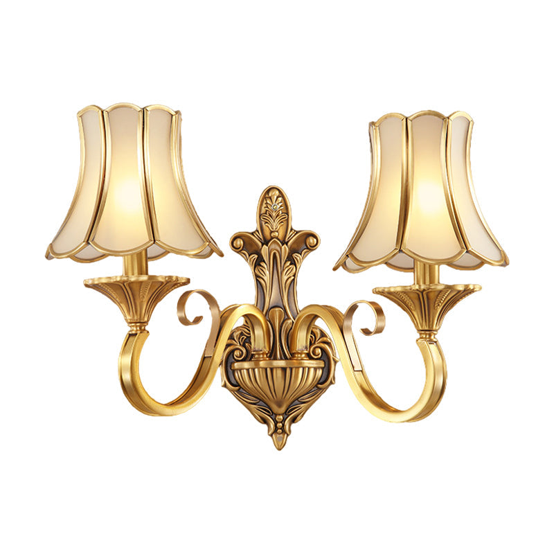 Vivolux | Messing Gold Finish Wandlamp Sconces Geschulpte Arm 1/2 Lampen Koloniale Stijl Wandmontage Verlichting