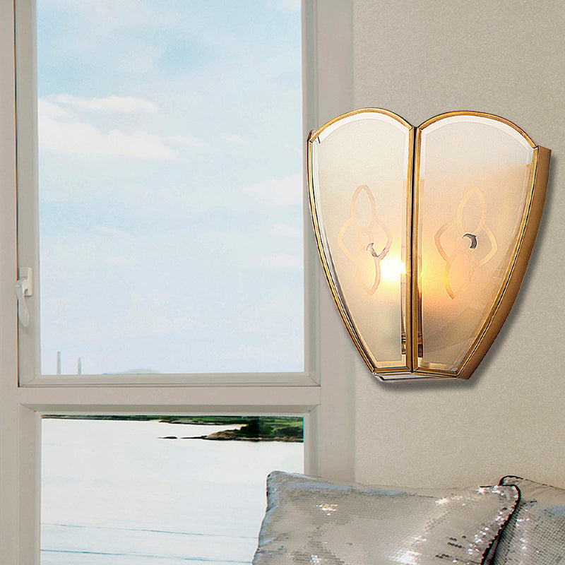 Vivolux | 1 Glühbirne Gold Flush Wandleuchte Vintage Stil Floral Opalglas Schirm Wandmontage Beleuchtung