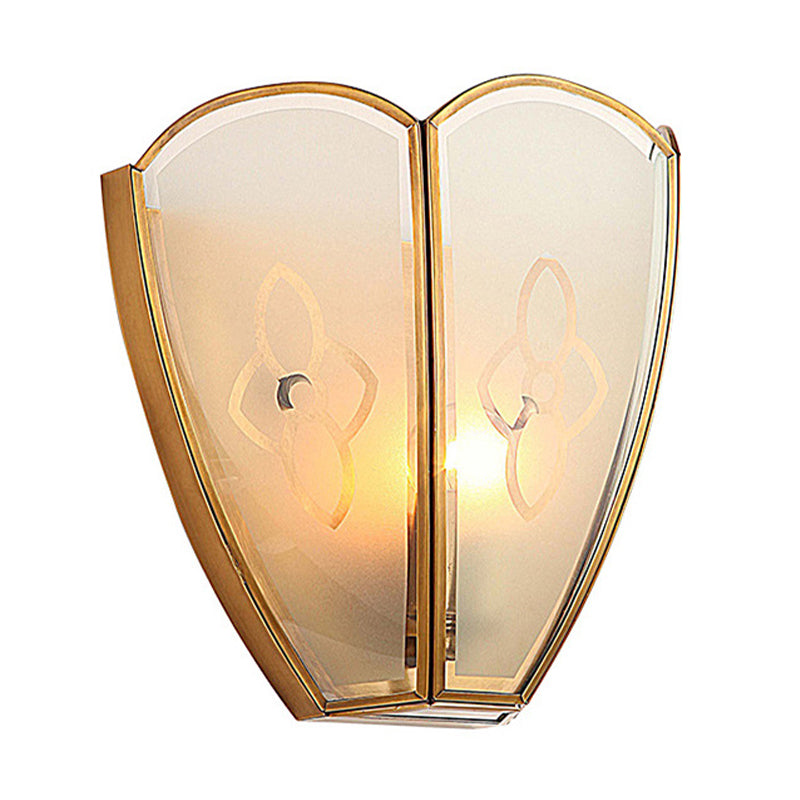 Vivolux | 1 Glühbirne Gold Flush Wandleuchte Vintage Stil Floral Opalglas Schirm Wandmontage Beleuchtung