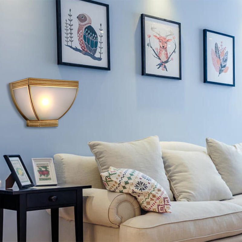 Vivolux | Opaque Glass Torch Flush Wandlamp Retro 1 Kop Wandmontage Lamp Kit met Gouden Rand