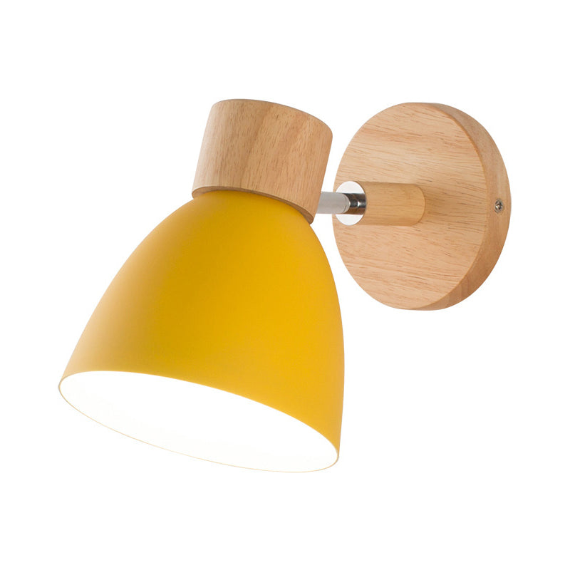 Vivolux | Metalen Flare Wandverlichting Moderne 1 Hoofd Wandlamp Fixture in Geel met Cirkel Houten Achterplaat