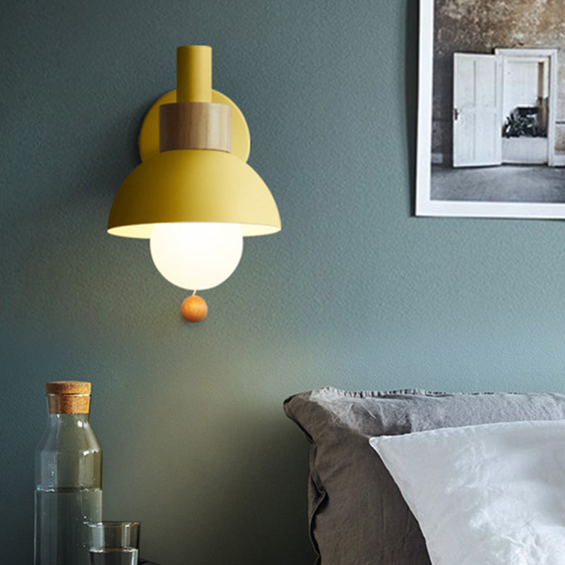 Vivolux | 1 Kopf Nachttisch Wandlampe Macaron Weiß/Pink/Gelb Scone Lichtanordnung mit gewölbtem Metallschirm