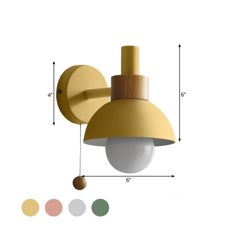 Vivolux | 1 Kopf Nachttisch Wandlampe Macaron Weiß/Pink/Gelb Scone Lichtanordnung mit gewölbtem Metallschirm