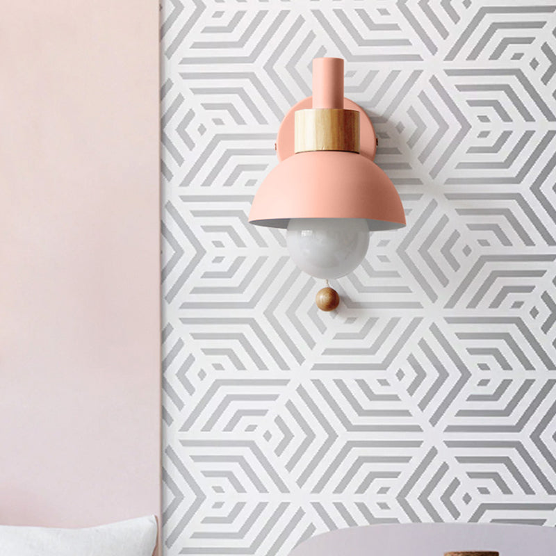 Vivolux | 1 Kopf Nachttisch Wandlampe Macaron Weiß/Pink/Gelb Scone Lichtanordnung mit gewölbtem Metallschirm