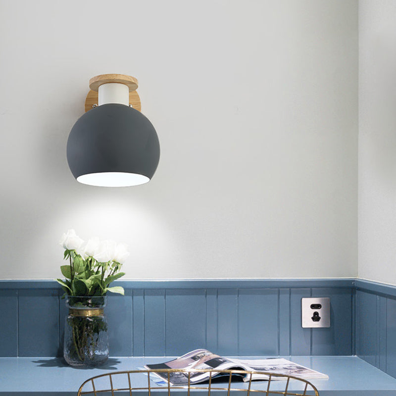 Vivolux | 1 Bulb Slaapkamer Wandlamp Modern Grijs Muur-Gemonteerde Lamp met Globale Metalen Kap