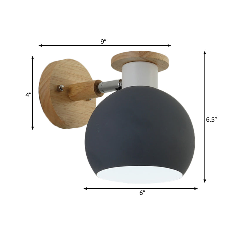Vivolux | 1 Bulb Slaapkamer Wandlamp Modern Grijs Muur-Gemonteerde Lamp met Globale Metalen Kap