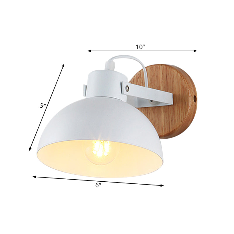 Vivolux | 1 Kopf Schüssel Wandlampe Moderne Metall Wandleuchte in Weiß mit runder Holzrückplatte
