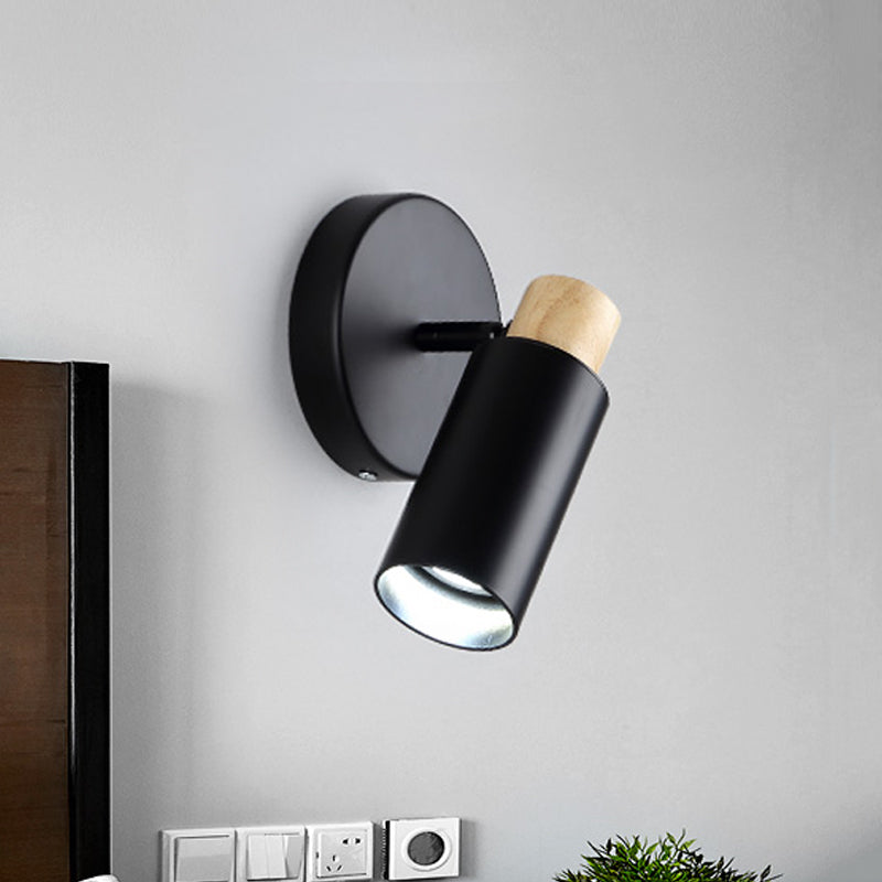 Vivolux | Tubular Wandverlichting Moderne Metaal 1 Hoofd Zwarte Wandlamp Fixture met Houten Kap