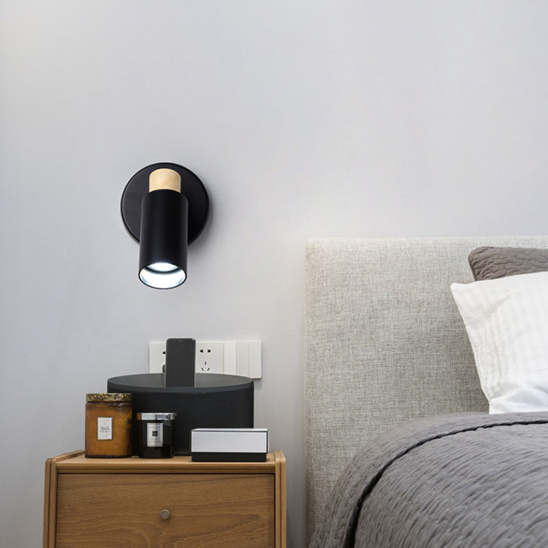 Vivolux | Tubular Wandverlichting Moderne Metaal 1 Hoofd Zwarte Wandlamp Fixture met Houten Kap