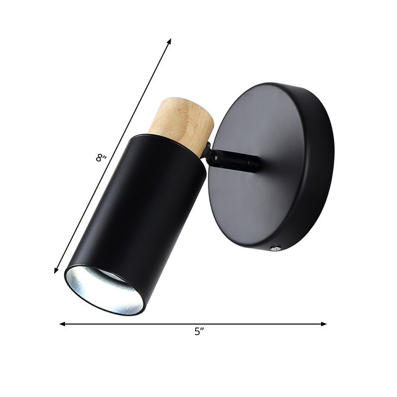 Vivolux | Tubular Wandverlichting Moderne Metaal 1 Hoofd Zwarte Wandlamp Fixture met Houten Kap