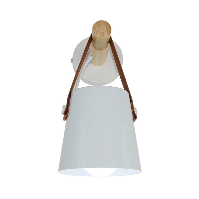 Vivolux | Metalen Kegel Wandlamp Modernist 1 Kop Wit/Zwart Wandverlichting Met Houten Arm