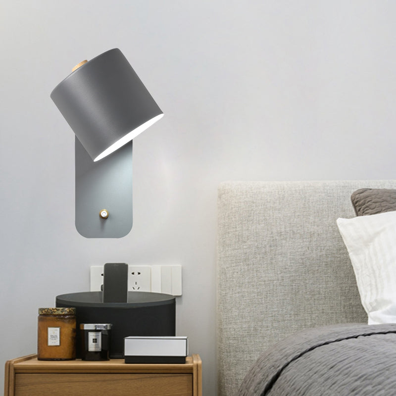 Vivolux | 1 Glühlampe Röhrenwand sconce Modernist Metall Wandbeleuchtung Fixture in Grau/Grün mit rechteckiger Rückwandplatte