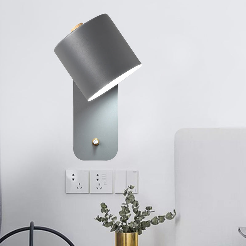 Vivolux | 1 Glühlampe Röhrenwand sconce Modernist Metall Wandbeleuchtung Fixture in Grau/Grün mit rechteckiger Rückwandplatte