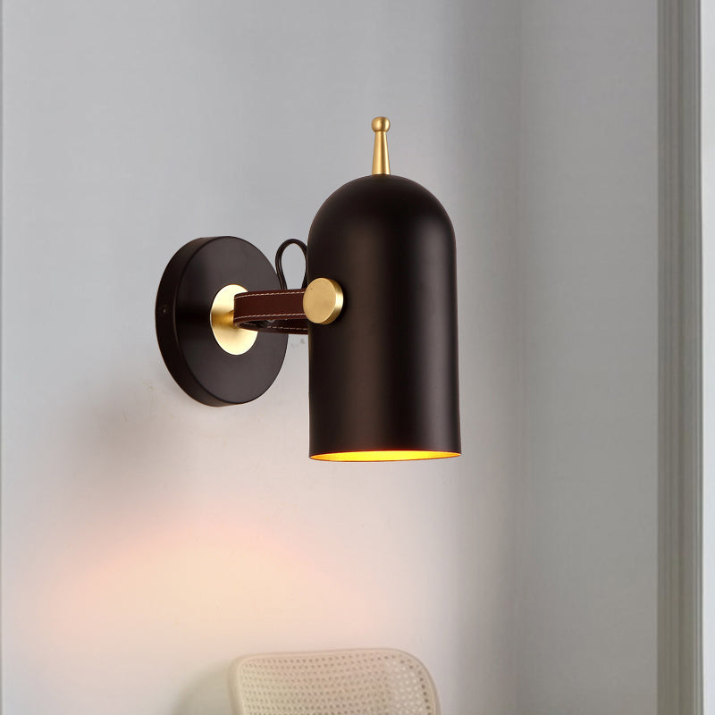 Vivolux | 1 Glühbirne Treppen Wandleuchte Moderne schwarze LED Wandbeleuchtung mit verlängertem Kuppel-Eisen-Schatten