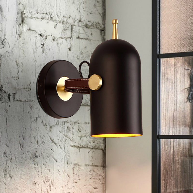 Vivolux | 1 Glühbirne Treppen Wandleuchte Moderne schwarze LED Wandbeleuchtung mit verlängertem Kuppel-Eisen-Schatten