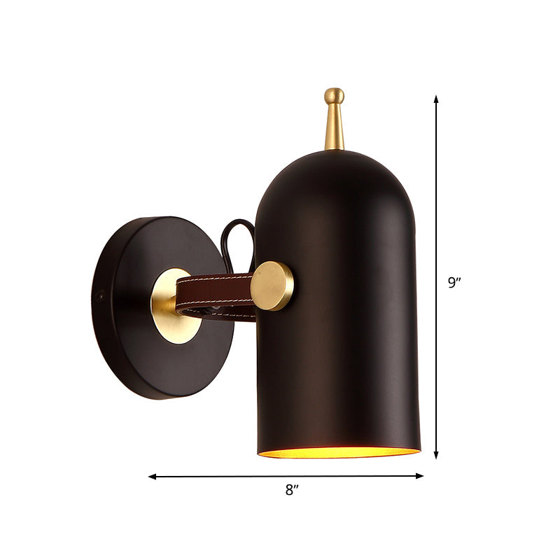 Vivolux | 1 Glühbirne Treppen Wandleuchte Moderne schwarze LED Wandbeleuchtung mit verlängertem Kuppel-Eisen-Schatten