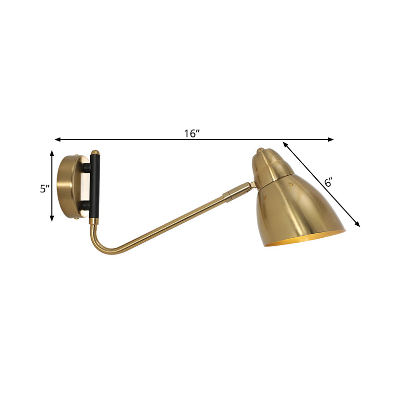 Vivolux | 1 Glühbirne Schlafzimmer Wandleuchte Zeitgenössische Gold Wandmontierte Beleuchtung mit Kuppel-Metallschirm