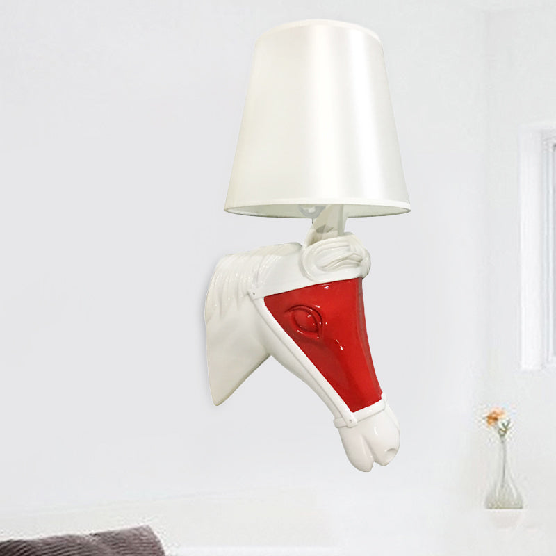 Vivolux | Traditionelle verjüngte Wandlampe 1 Glühbirne Stoff Wandleuchte in Weiß/Rot für Schlafzimmer