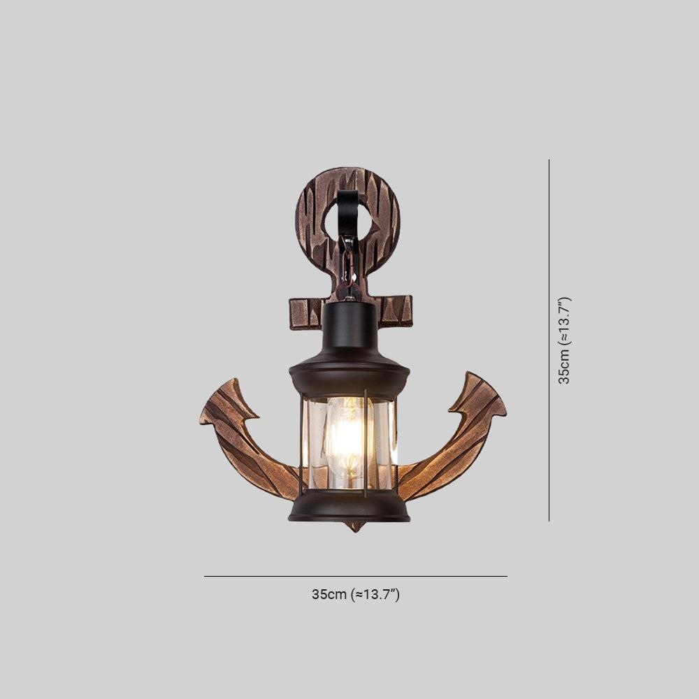 Vivolux | Rustikale Holz-Anker Wandlampe mit Laterne