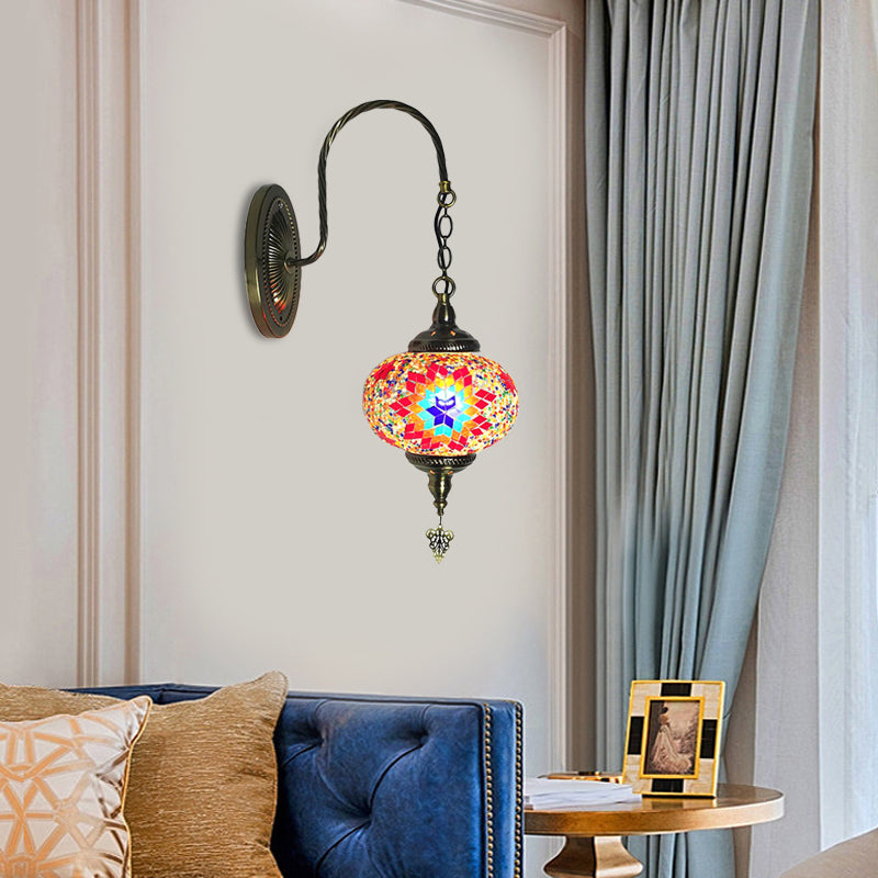Vivolux | Sphere Cut Glass Wandlamp Decoratief 1 Lamp Living Room Wandlicht Armatuur in Rood/Rood en Blauw