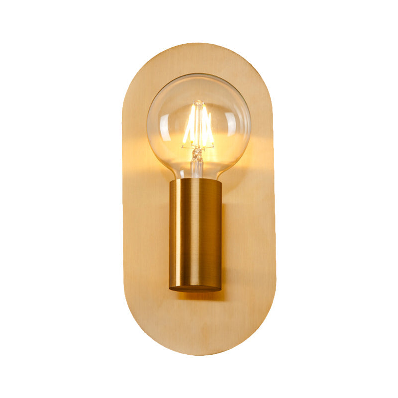 Vivolux | 1 Kopf Exponierte Glühbirne Wandmontage Lampe mit Ovalem Metall Rückwand Postmoderne Wandbeleuchtung in Gold