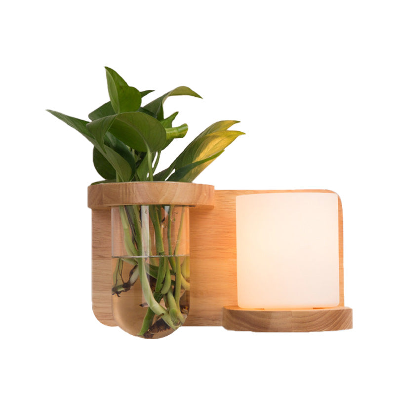 Vivolux | 1 Hoofd Barrel/Globe Wandlamp Industriële Hout Opale Glas LED Wandverlichting voor Woonkamer, Links/Rechts