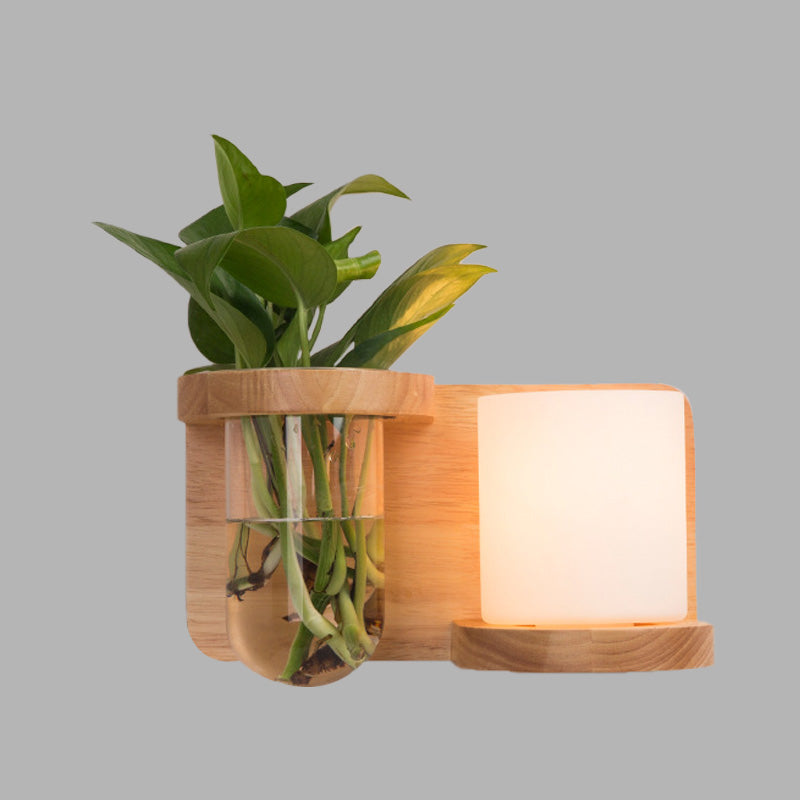Vivolux | 1 Hoofd Barrel/Globe Wandlamp Industriële Hout Opale Glas LED Wandverlichting voor Woonkamer, Links/Rechts