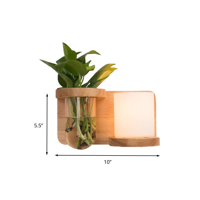 Vivolux | 1 Hoofd Barrel/Globe Wandlamp Industriële Hout Opale Glas LED Wandverlichting voor Woonkamer, Links/Rechts