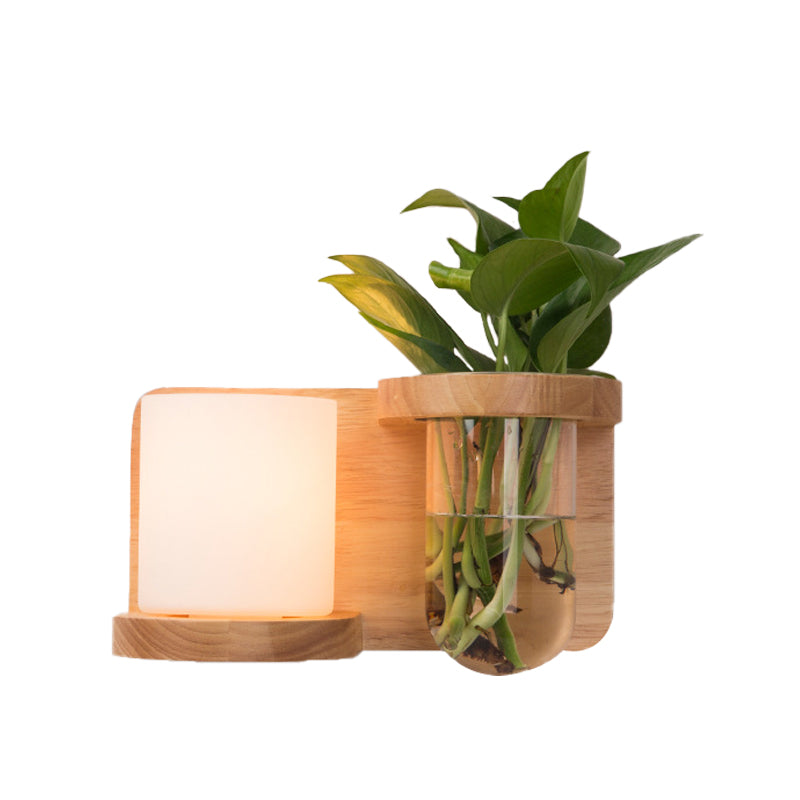 Vivolux | 1 Hoofd Barrel/Globe Wandlamp Industriële Hout Opale Glas LED Wandverlichting voor Woonkamer, Links/Rechts